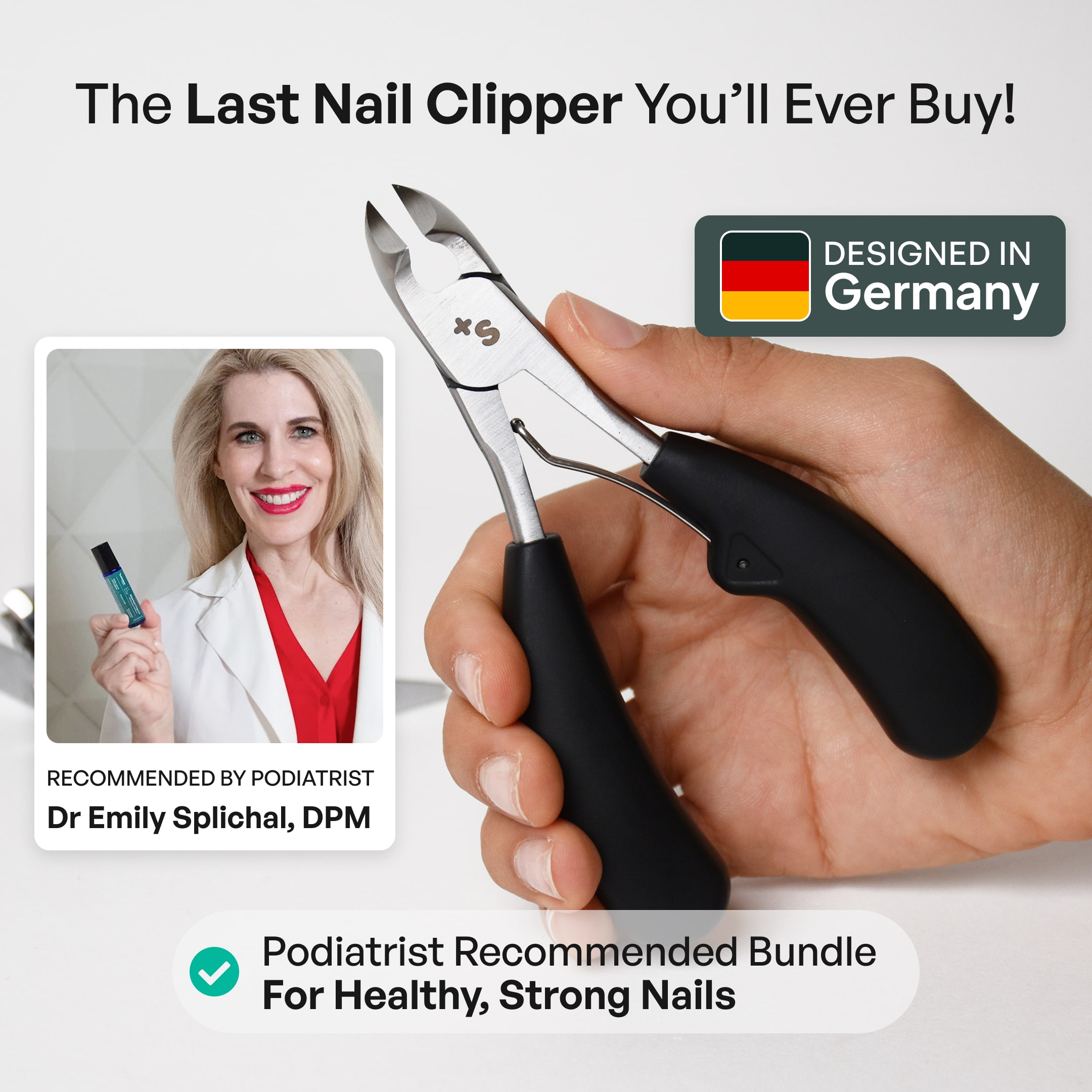 Heavy Duty Toenail Clippers: Podiatrist-recommended bundle for healthy, strong nails. Designed in Germany.