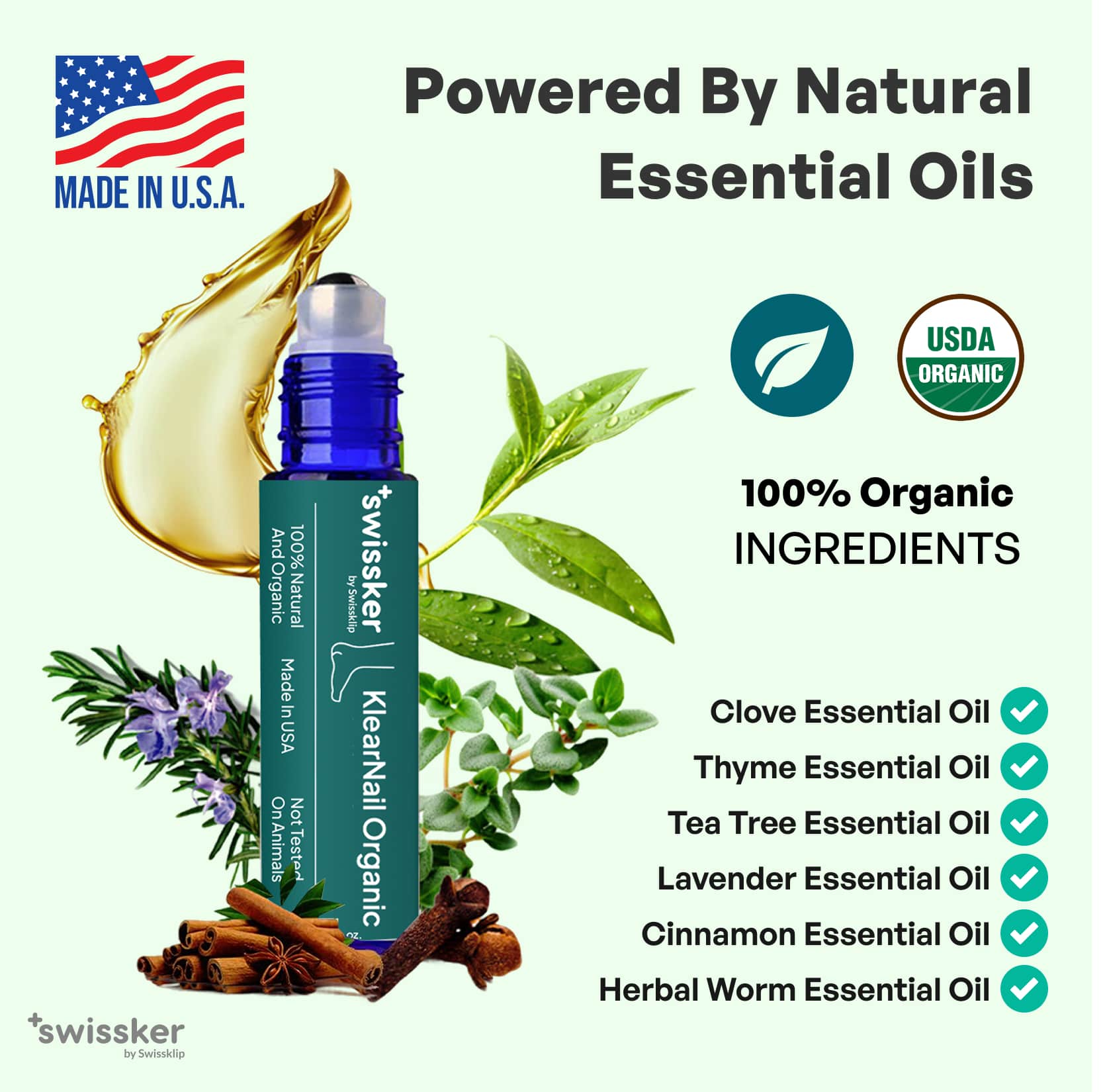 KlearNail Natural Anti-Fungal Stick with essential oils and a blue bottle. Effective and organic solution for nail health.