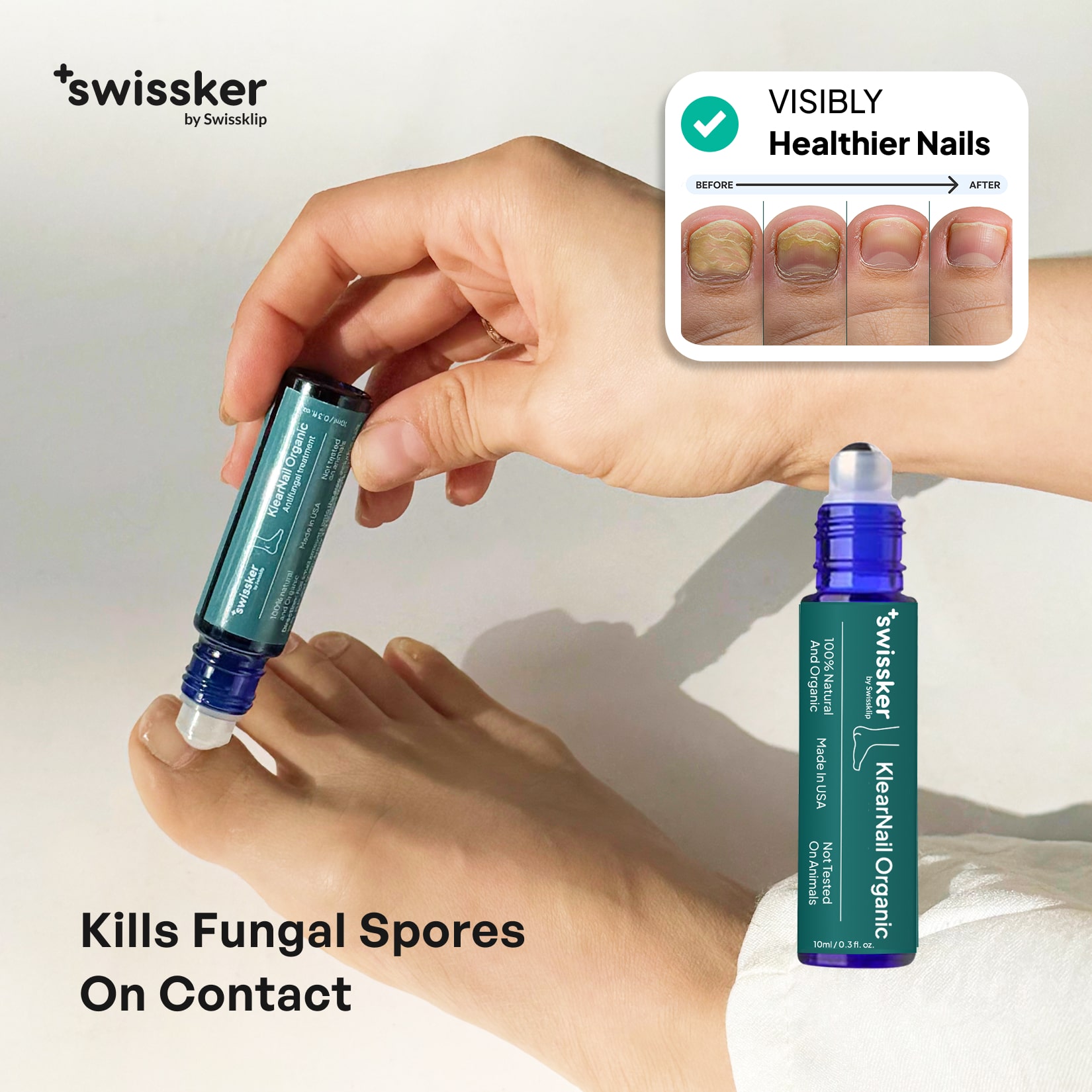 KlearNail Anti-Fungal Stick: Before and after photos showing visible results in treating toenail fungus.