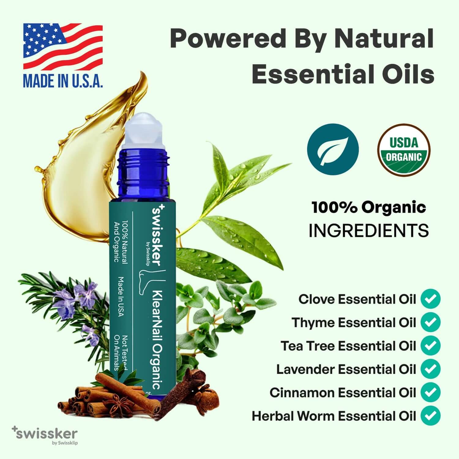 KlearNail Natural Anti-Fungal Stick with essential oils and a blue bottle. Effective and organic solution for nail health.