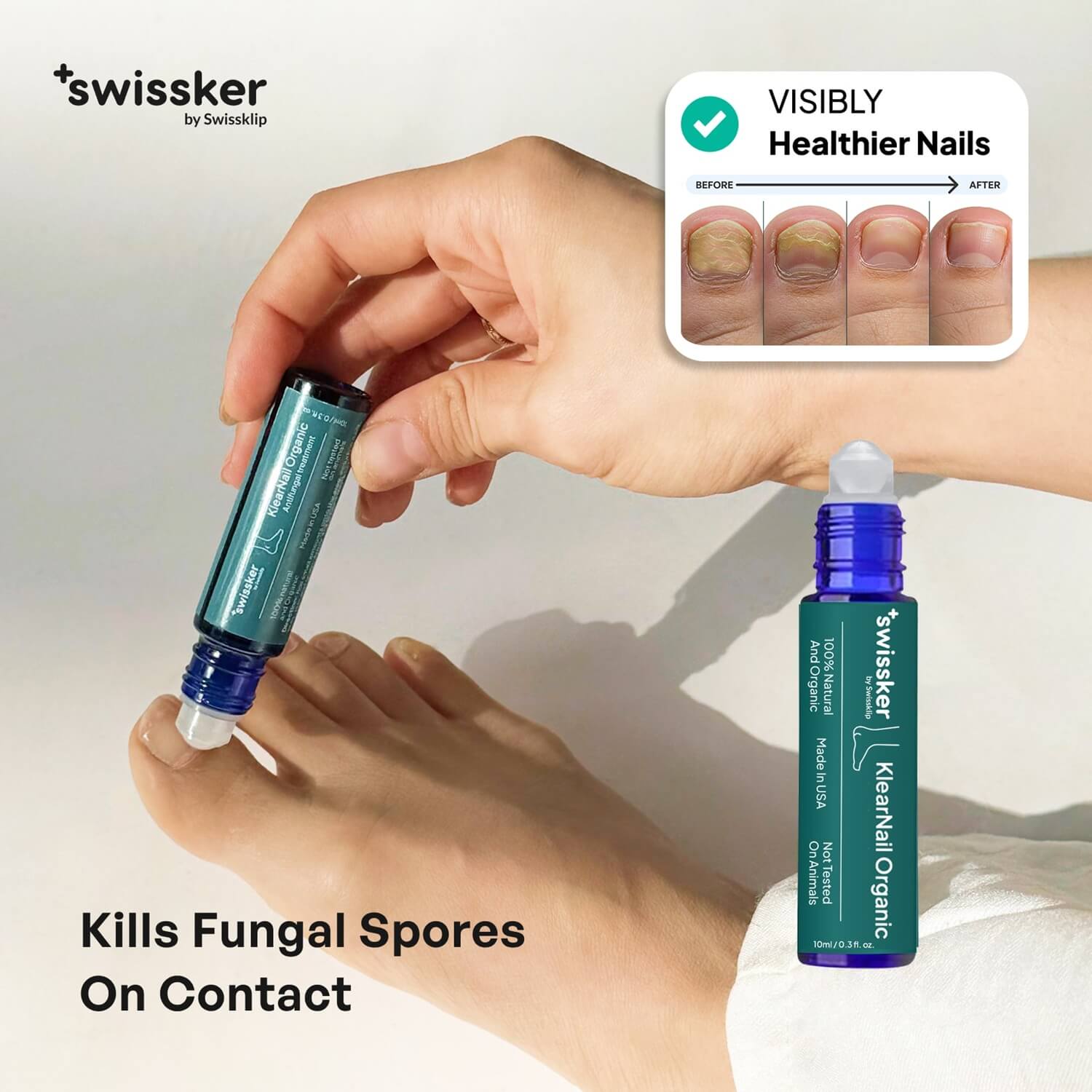 KlearNail Anti-Fungal Stick: Before and after photos showing visible results in treating toenail fungus.