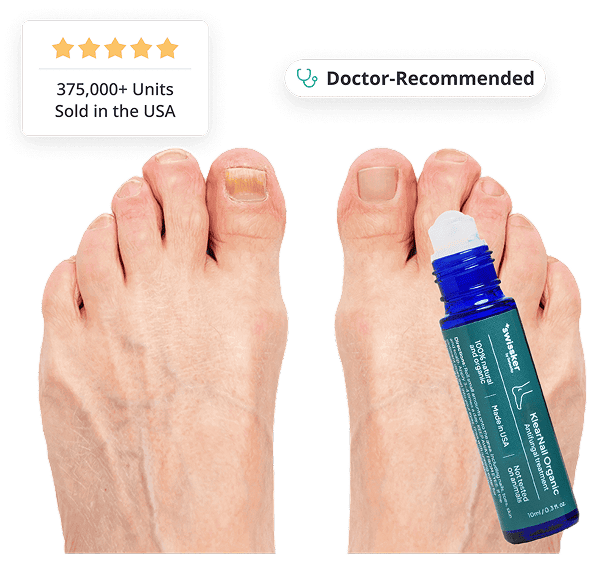 Feet with product